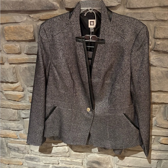 Anne Klein Charcoal Blazer with Black Accents - Picture 1 of 16